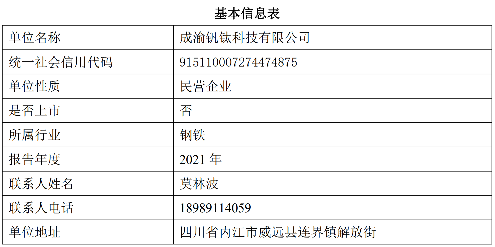 成渝釩鈦科技有限公司2021年度溫室氣體排放信息披露書(shū)(圖1)